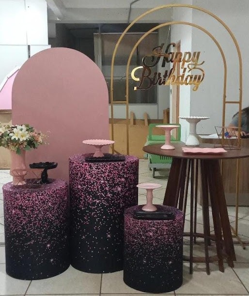Kit Pink Painel Romano Duplo - Mariah locação