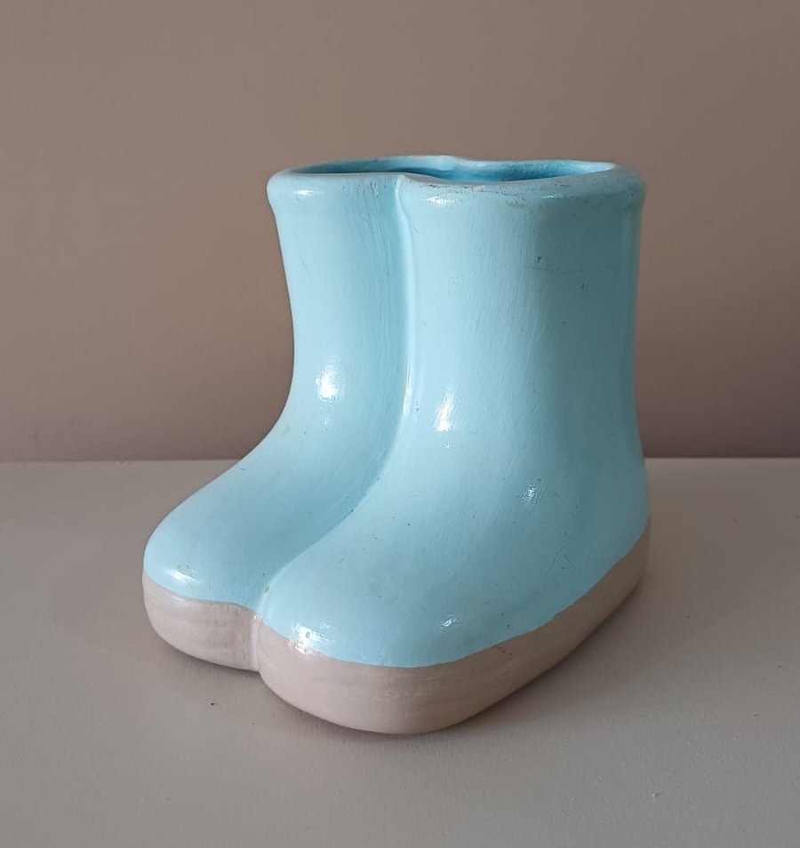 Botinha Azul Bebe Ceramica - Mariah locação