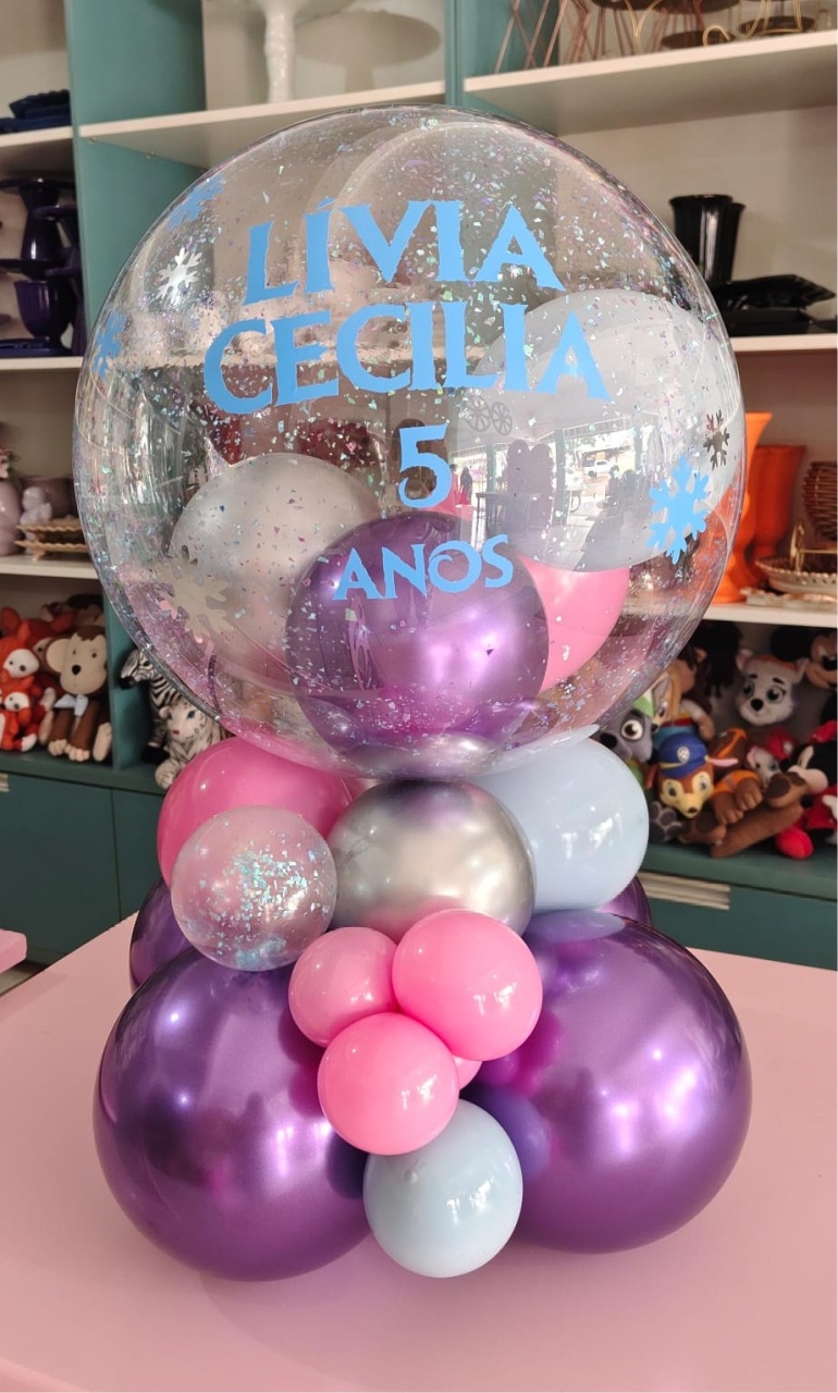 Arranjo de Balão Bublee Cromado  - Mariah locação