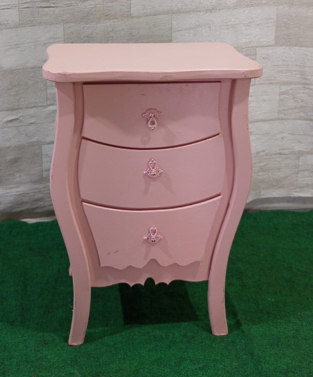 Mini Comoda Três Gavetas Rosa - Mariah locação