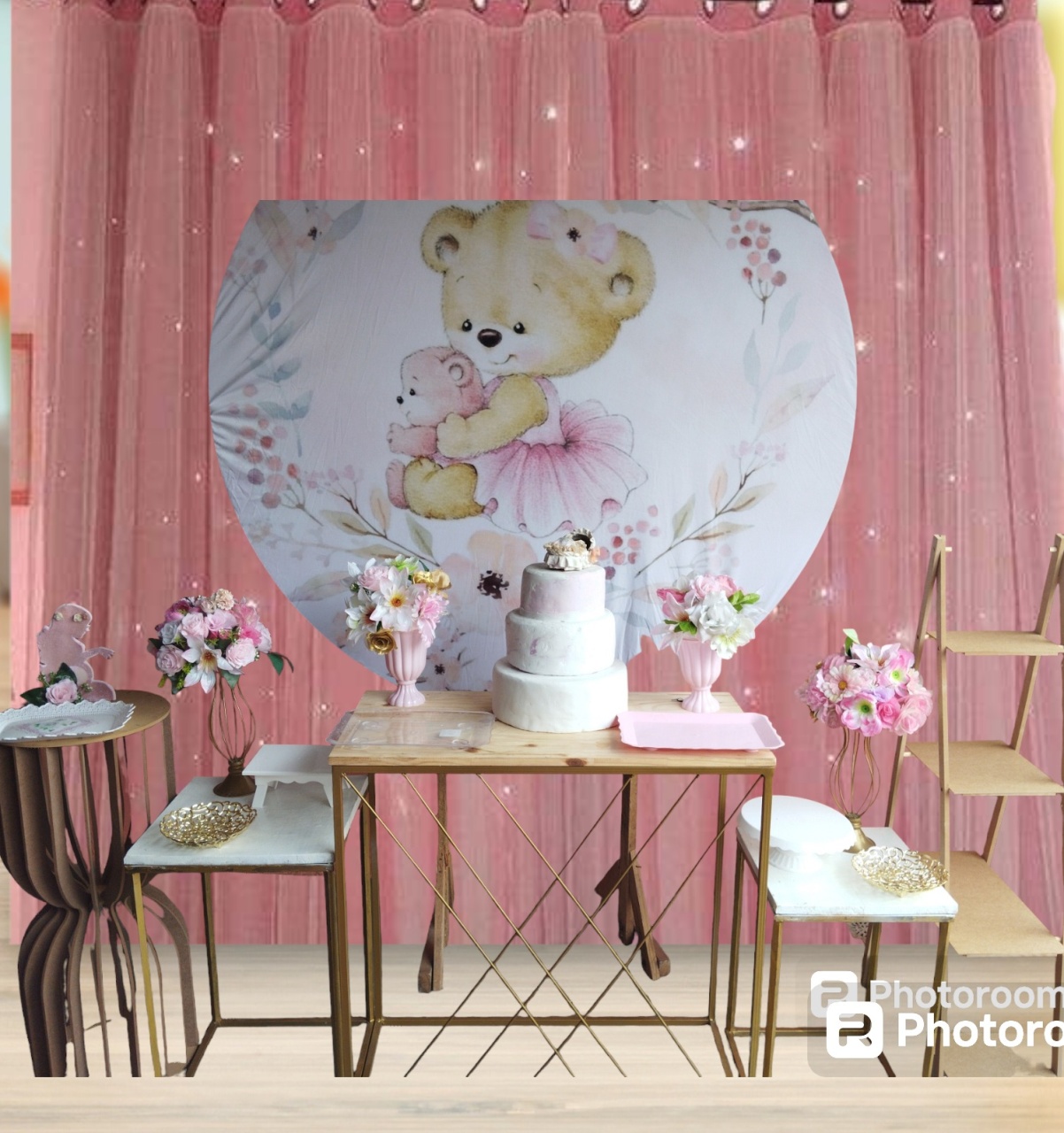 Cha de Frauda Urso Rosa - ANDREIA design festa e cenografia
