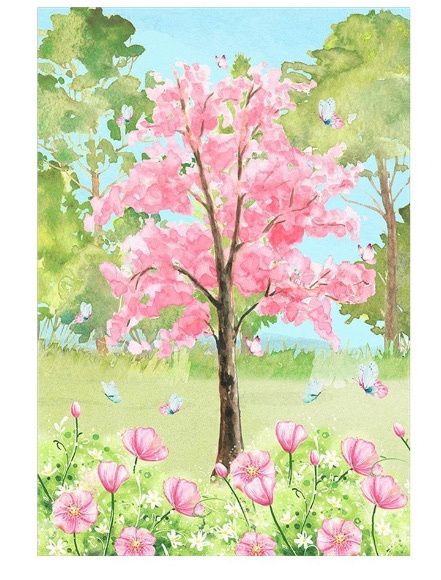 Painel Lateral Jardim Árvore Rosa 2X1,5M - Camila Caroline Magalhães Vieira