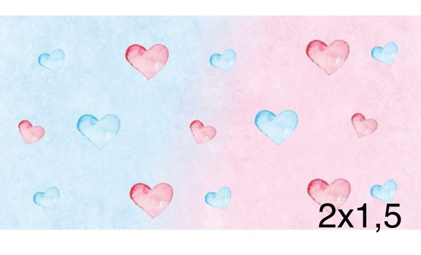 Tapete Lona Coração Rosa/Azul  - Camila Caroline Magalhães Vieira
