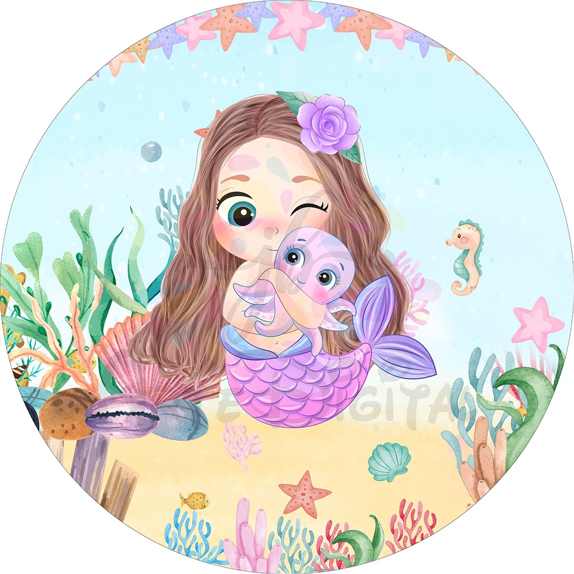 Alugue Capa Painel Redondo 1,50M Sereia Cut - Camila Caroline Magalhães Vieira