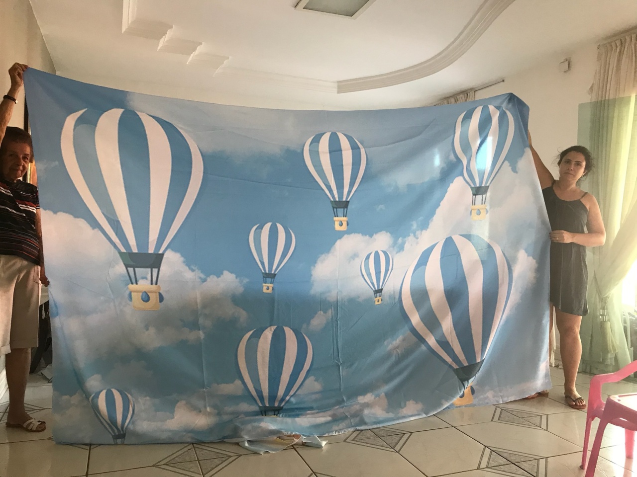 Painel Sublimado Balão Ar Quente Azul 3X2M - Camila Caroline Magalhães Vieira