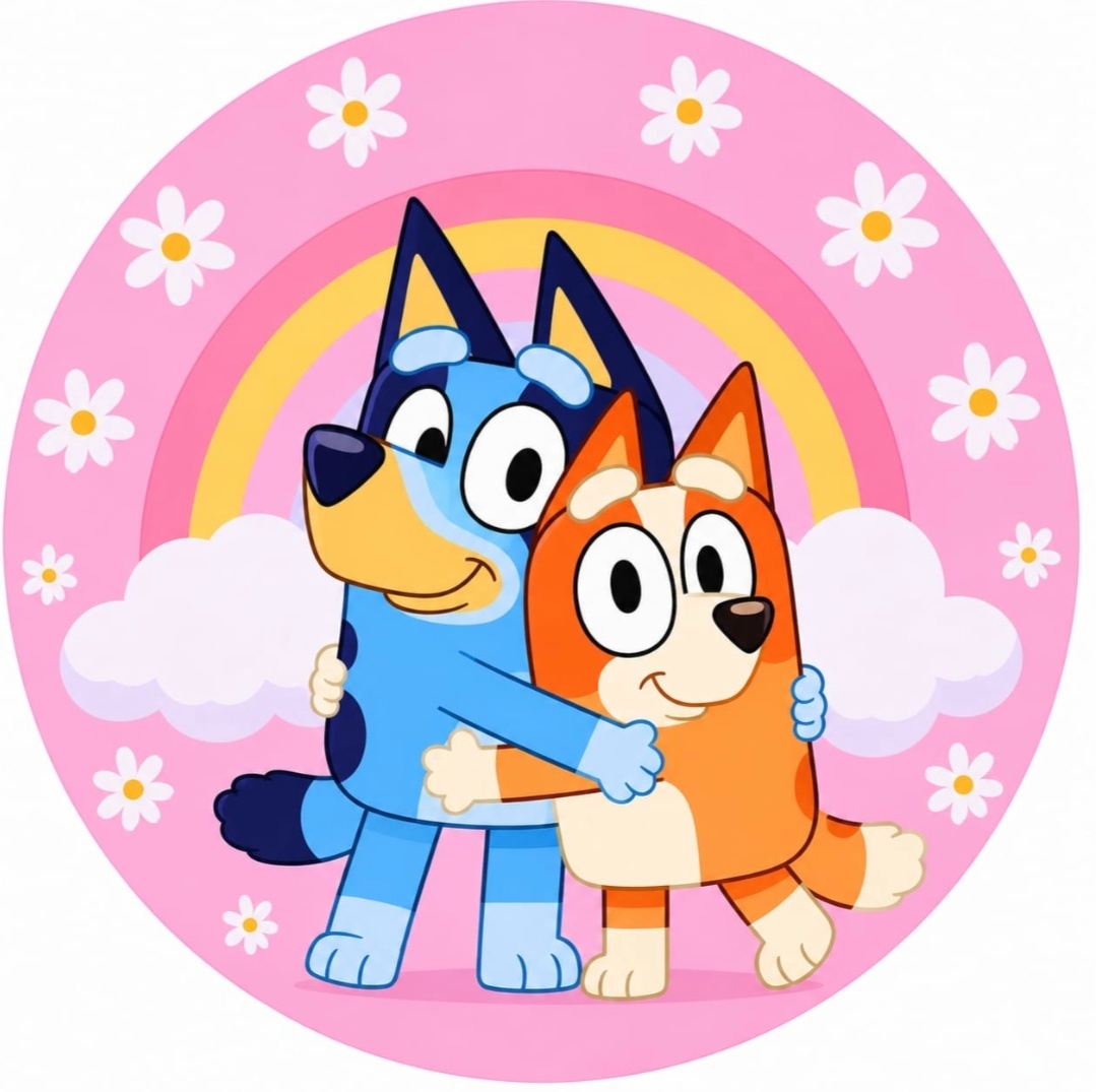 Painel Redondo Bluey E Bingo de 50Cm - MV festa