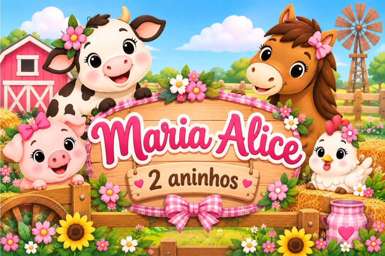 Plaquinha Personalizada Fazendinha da Alice - MV festa