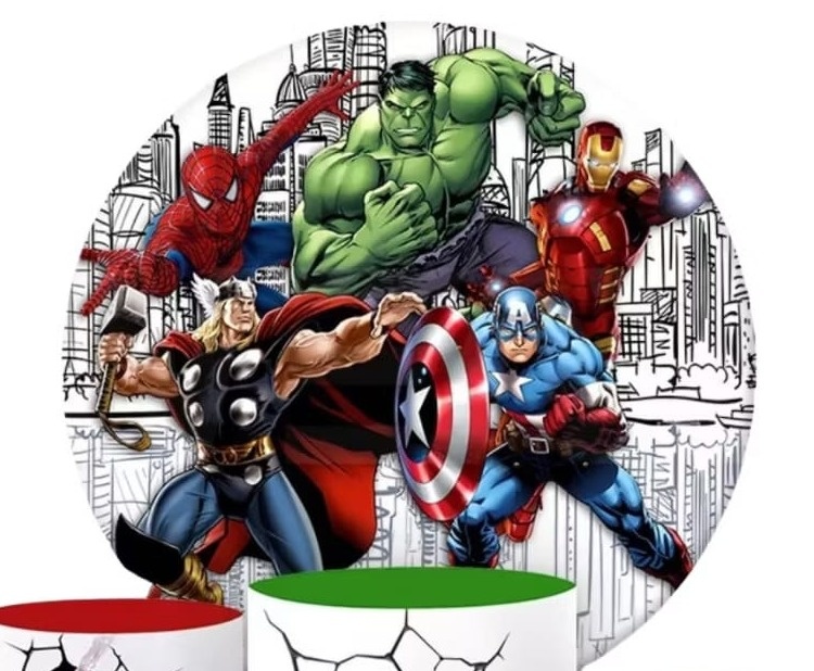 Capa Painel Redondo Os Vingadores - MV festa