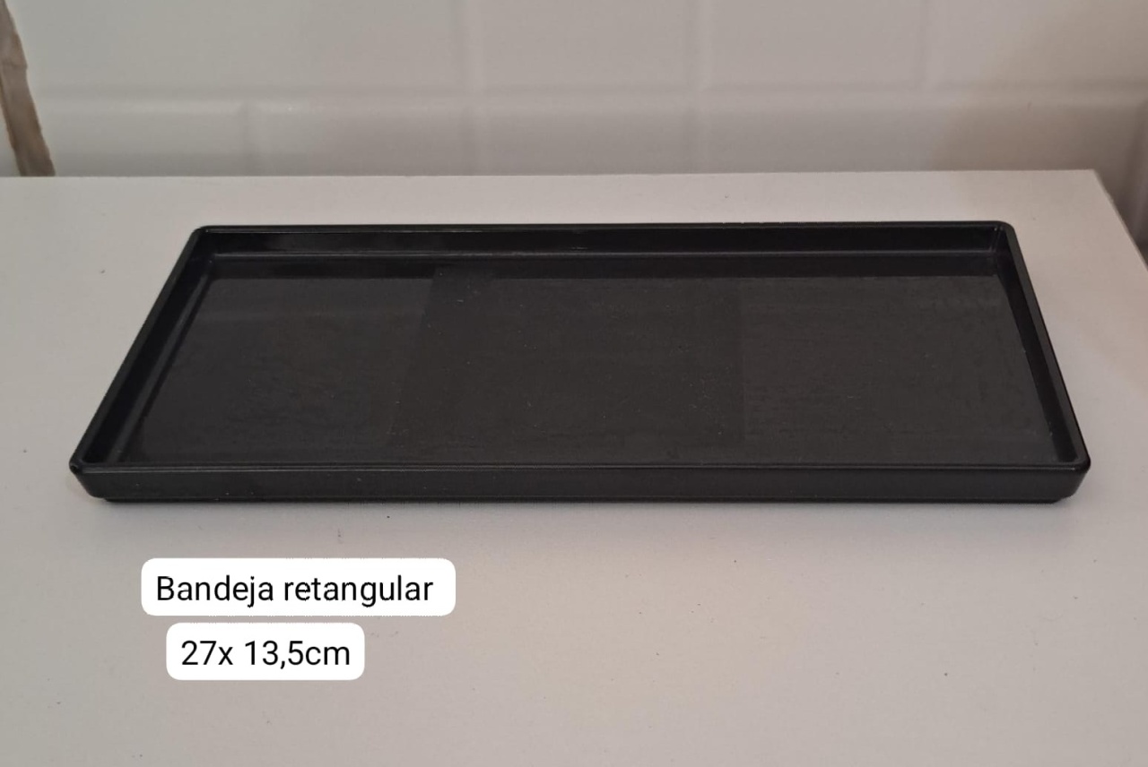 Bandeja Retangular Preta de 27X13,5Cm - MV festa