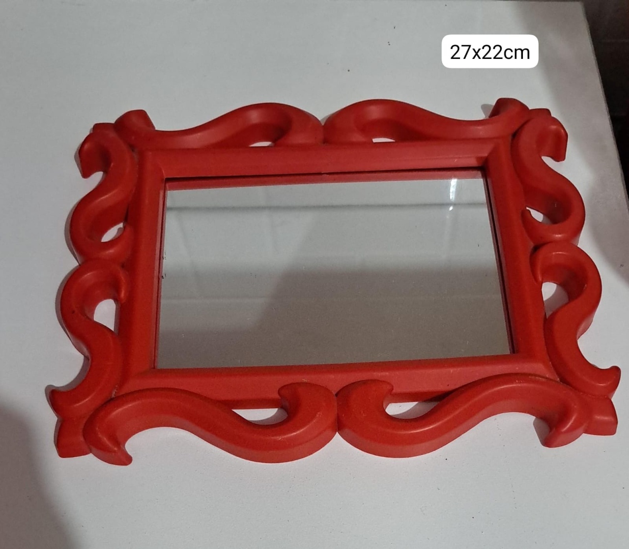 Bandeja Retangular Espelhada Vermelha de 27X22Cm - MV festa