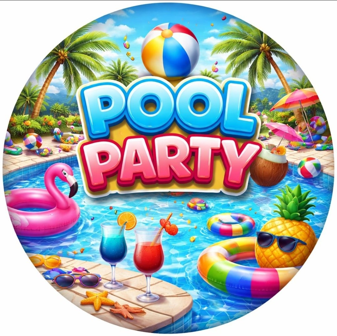 Painel Redondo Pool Party de 50Cm - MV festa