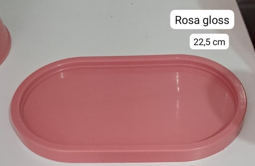 Bandeja Oval Rosa Gloss P de 22,5Cm - MV festa
