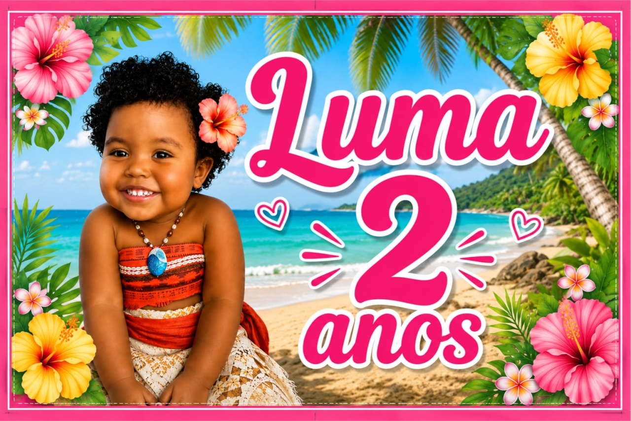 Plaquinha Personalizada: Moana Ia - MV festa