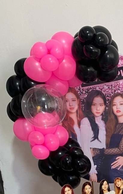 Mini Arco de Balões Pink Com Preto - MV festa