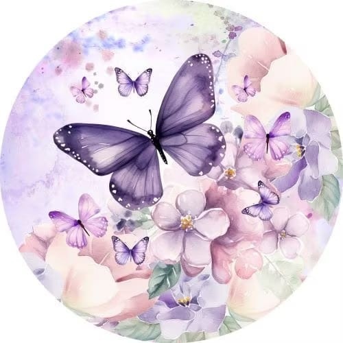 Capa Painel Redondo Borboletas Lilas - MV festa