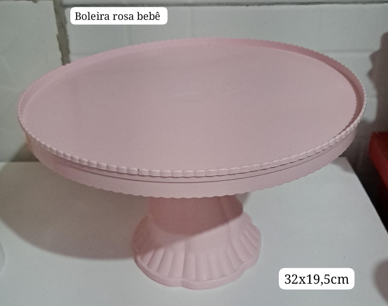 Boleira Rosa Bebe de 32X19,5Cm - MV festa