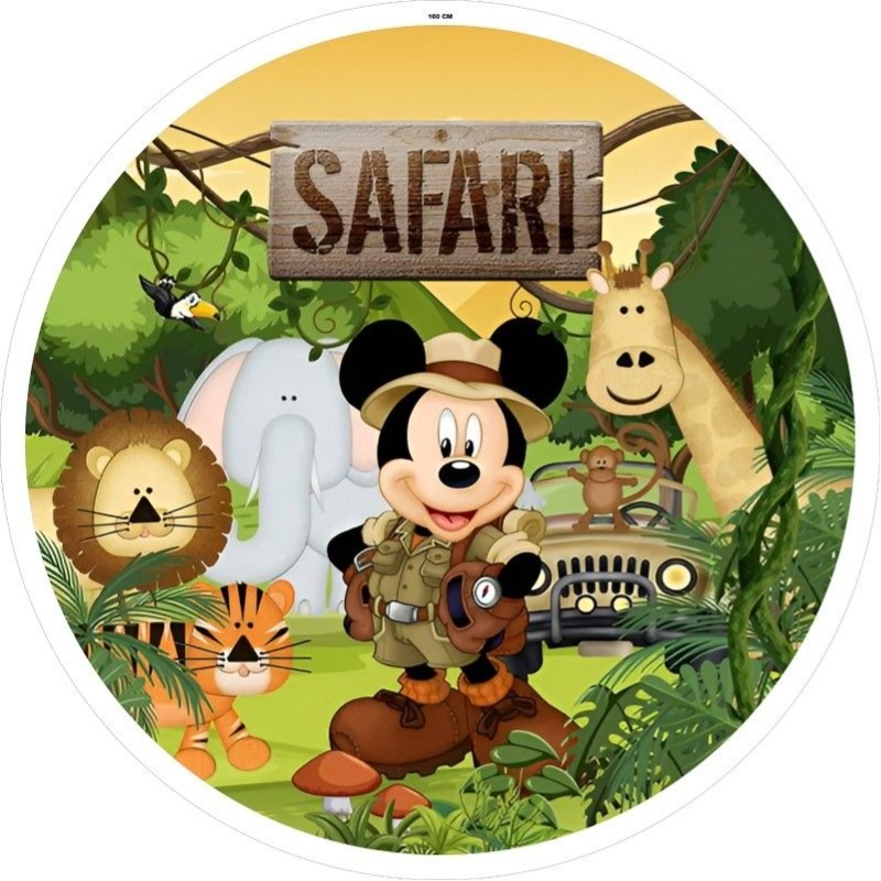 Painel Redondo Mickey Safari de 50Cm - MV festa