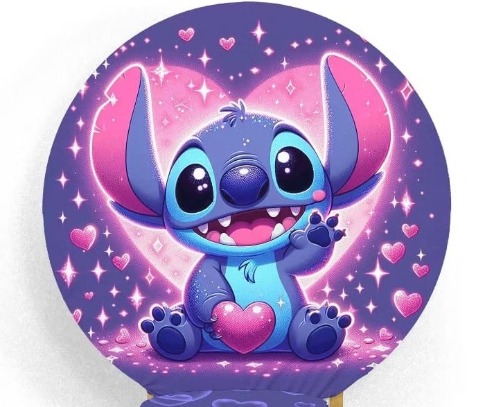 Capa Painel Redondo Stitch - MV festa
