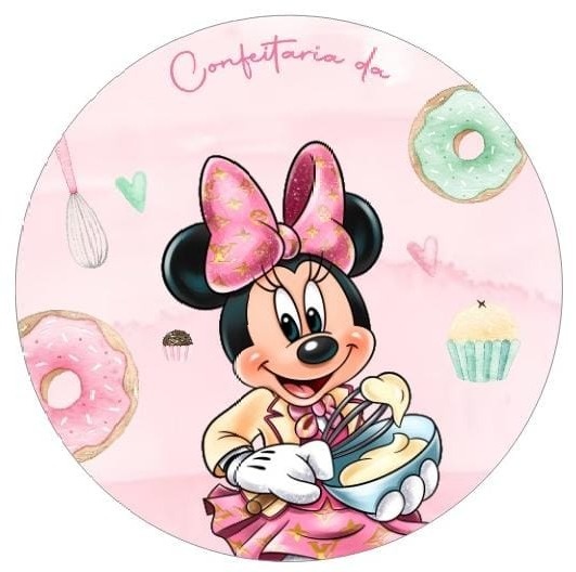 Capa Painel Redondo Minnie Confeiteira - MV festa