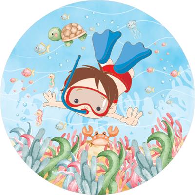 Painel Redondo Fundo Do Mar - DecorFest