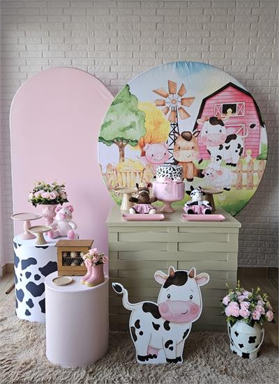 Kit Festa Facil G - Fazendinha Rosa - DecorFest