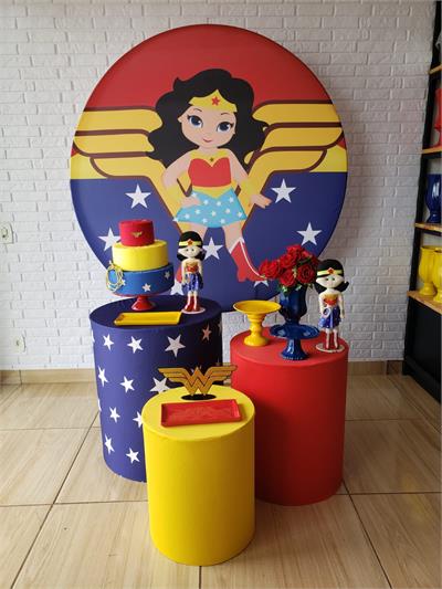 Kit Festa Facil P - Mulher Maravilha Infantil - DecorFest