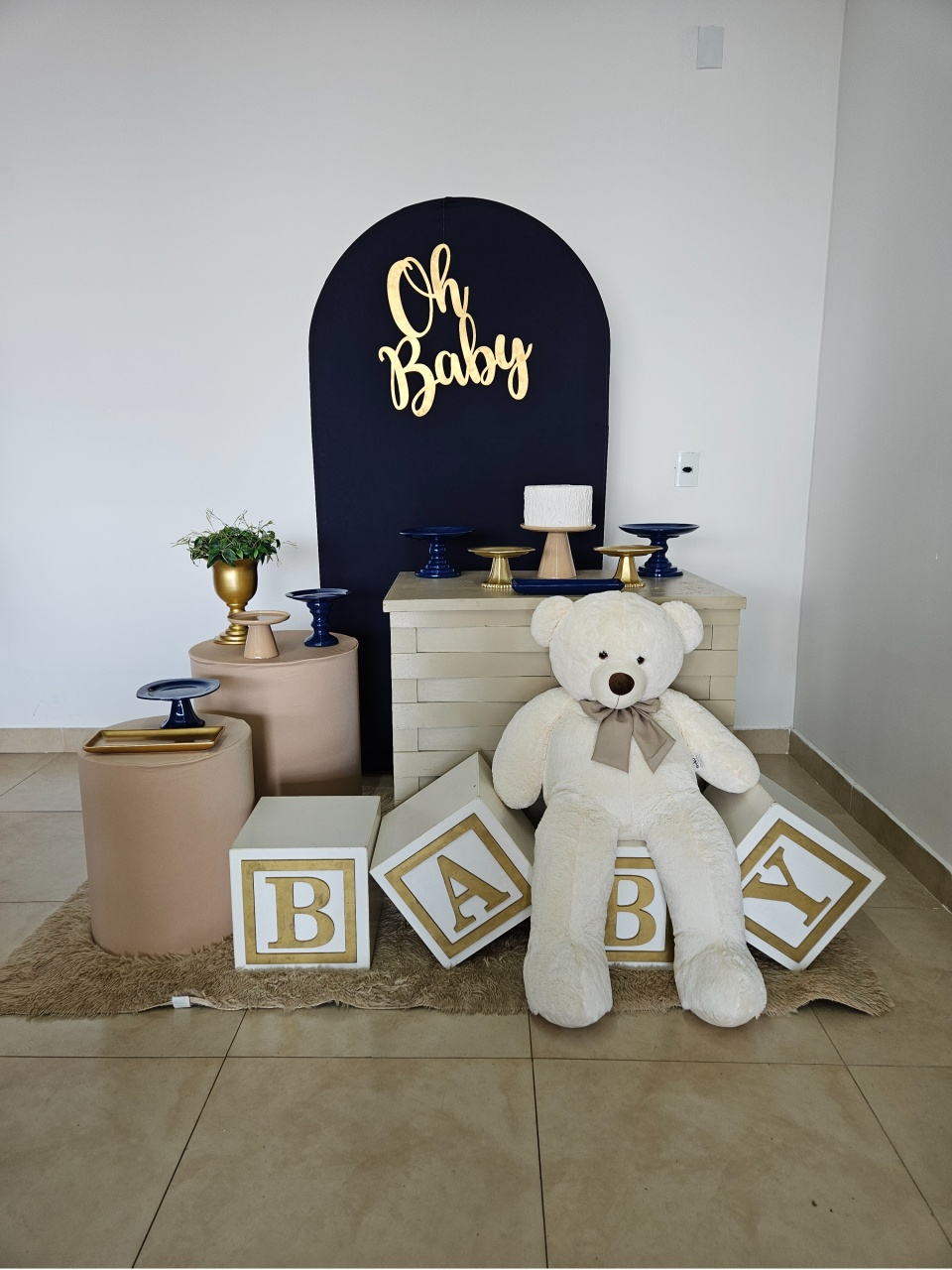 Kit Chá de Bebê M - Nude E Azul Marinho - DecorFest