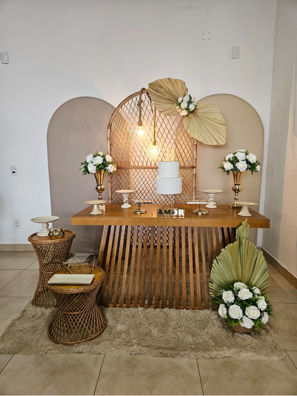 Kit Casamento/Noivado - Nude E Vime 3 Painéis - DecorFest