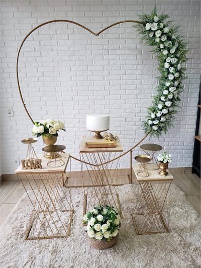 Kit Casamento/Noivado Coração - Dourado - DecorFest