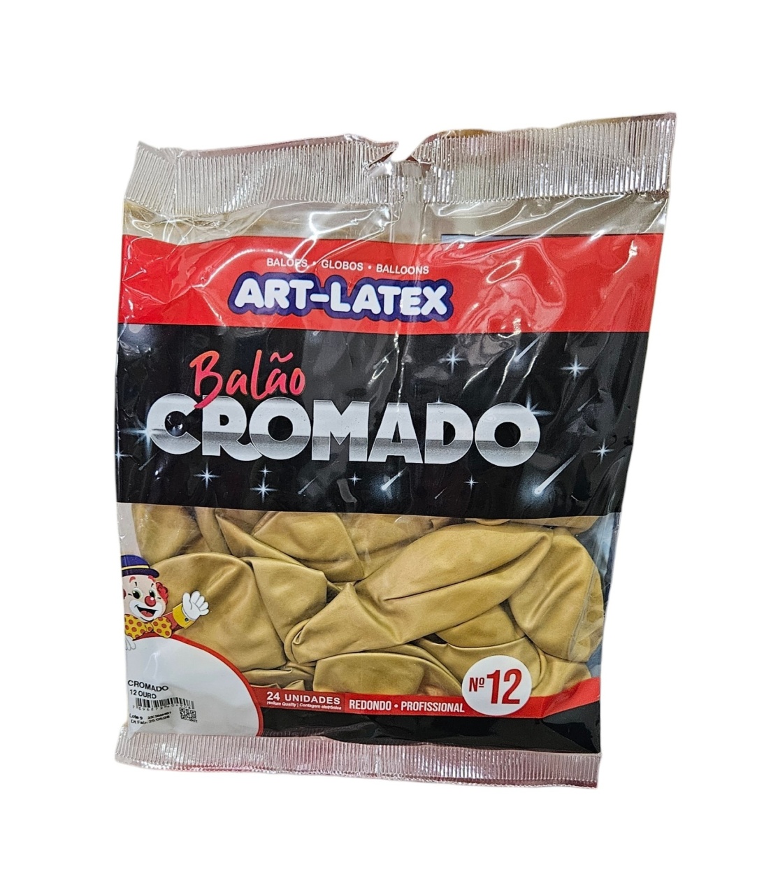 Balão Art-Latex 12" - Dourado Cromado Com 24 Unidades - DecorFest