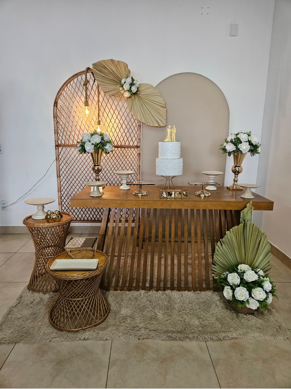 Kit Casamento/Noivado - Nude E Vime 2 Painéis - DecorFest