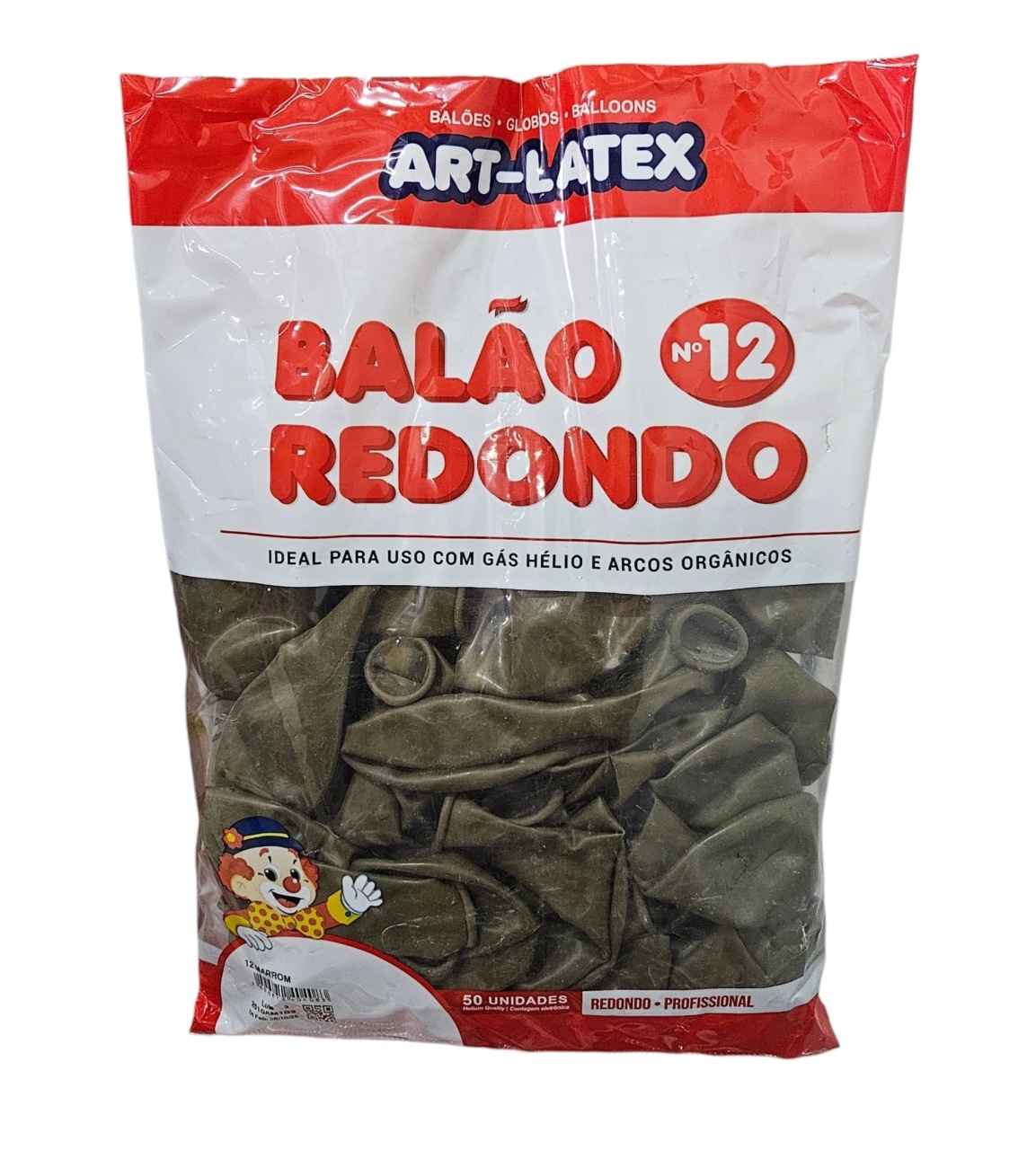 Balão Art-Latex 12" - Marrom Com 50 Unidades - DecorFest