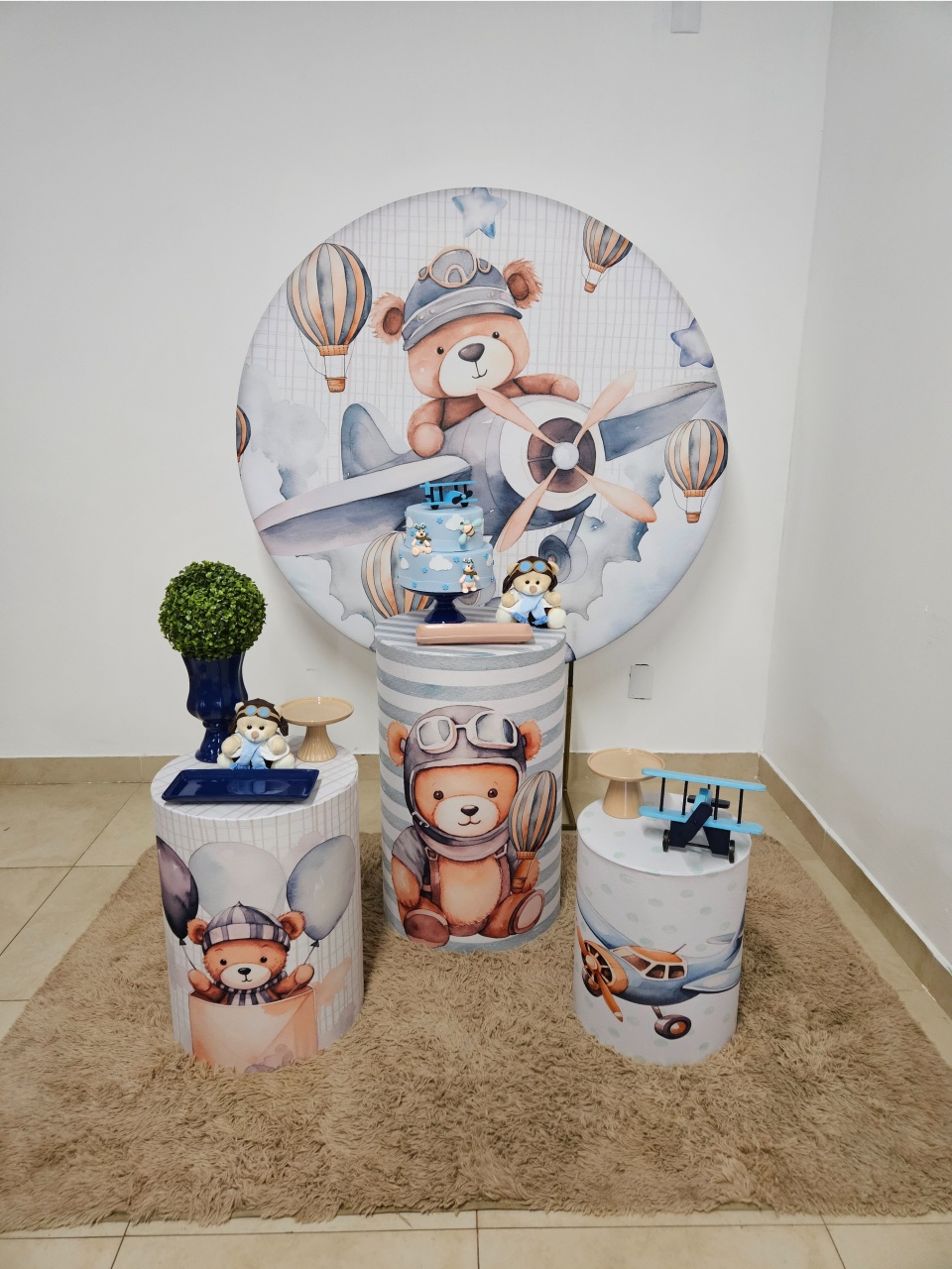 Kit Festa Facil P - Urso Aviador - DecorFest