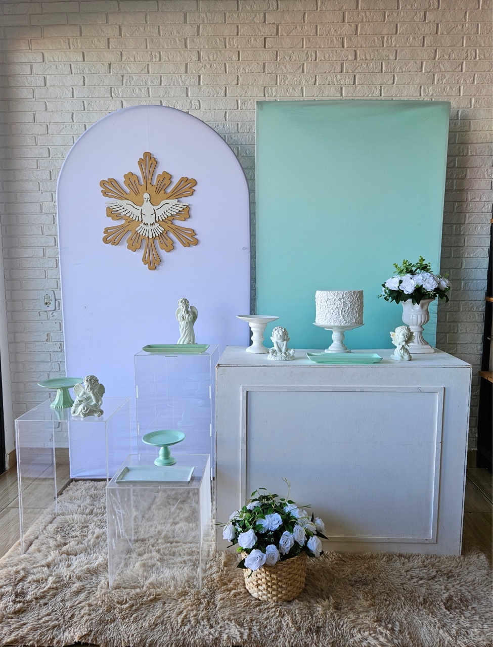 Kit Batizado Branco Com Verde Candy - DecorFest