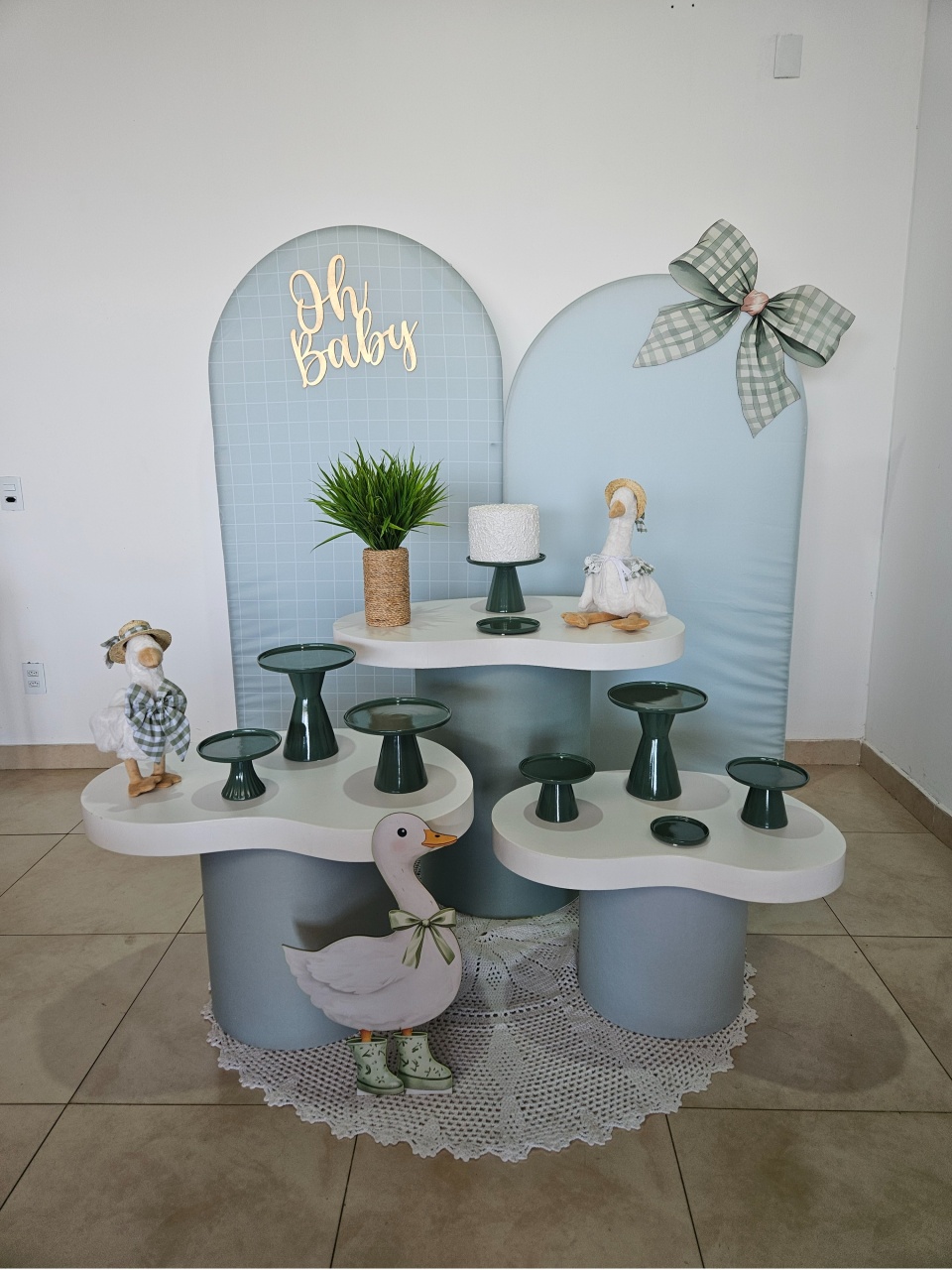 Chá de Bebê G - Ganso Verde Tampo Orgânico - DecorFest