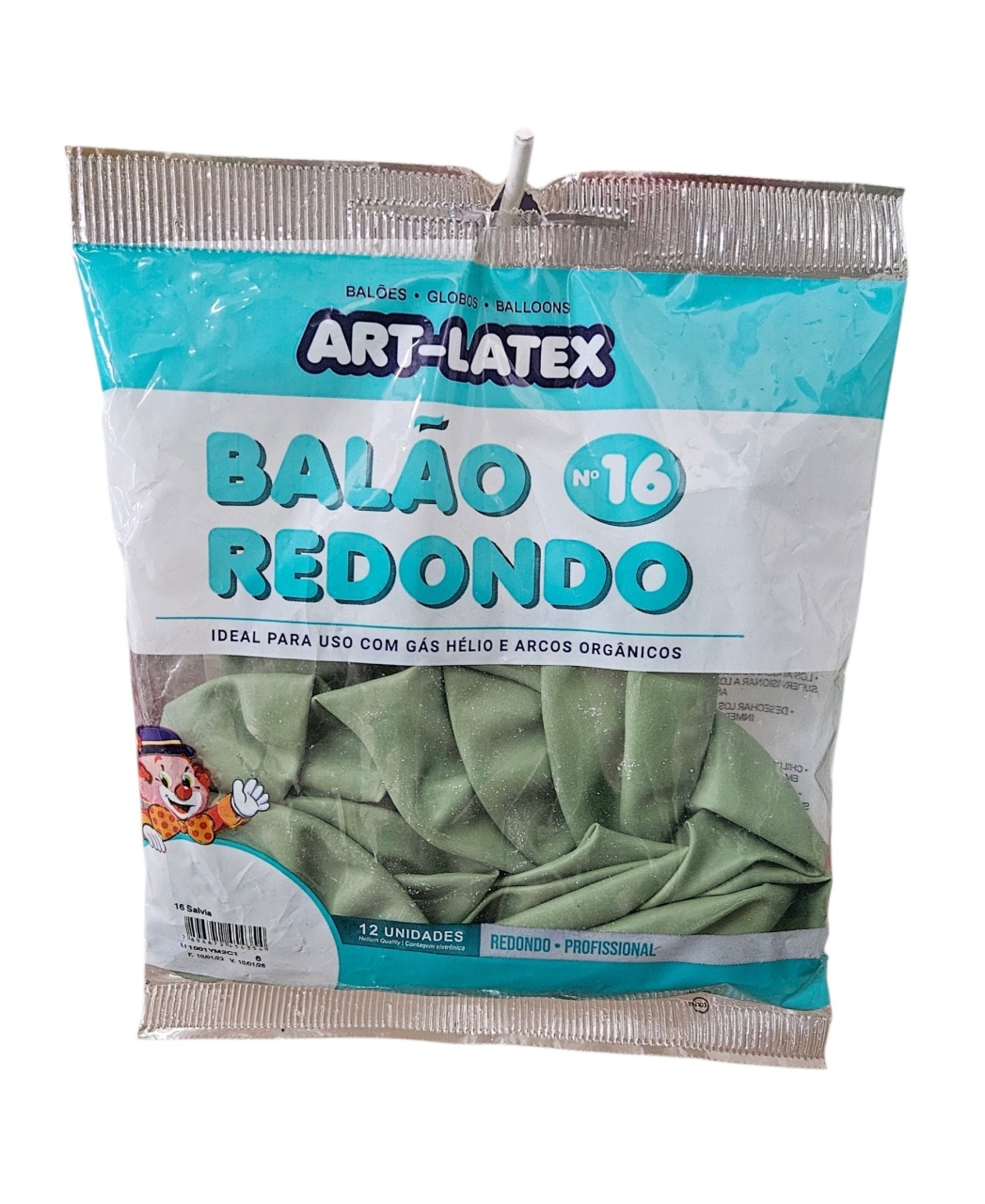 Balão Art-Latex 16" - Salvia Com 12 Unidades - DecorFest