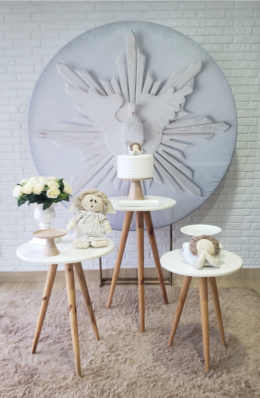 Kit Batizado - Branco Com Anjinho Tecido - DecorFest