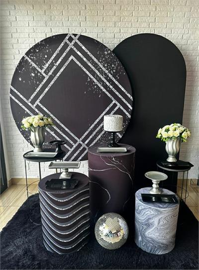 Kit Festa Facil G - Adulto - Preto E Prata - DecorFest