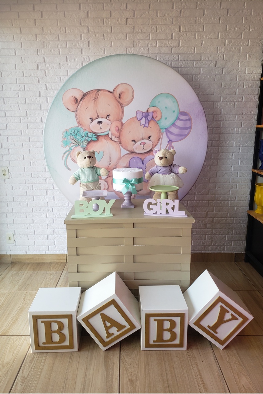 Kit Chá Revelação P - Verde E Lilás - DecorFest