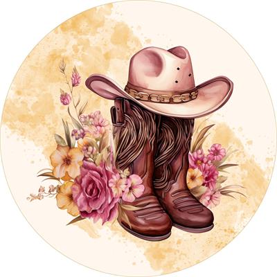 Painel Redondo Country Rosa - DecorFest