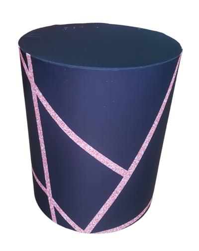 Capa de Mesa Cilindro M - Preto Com Flor Rosa - DecorFest