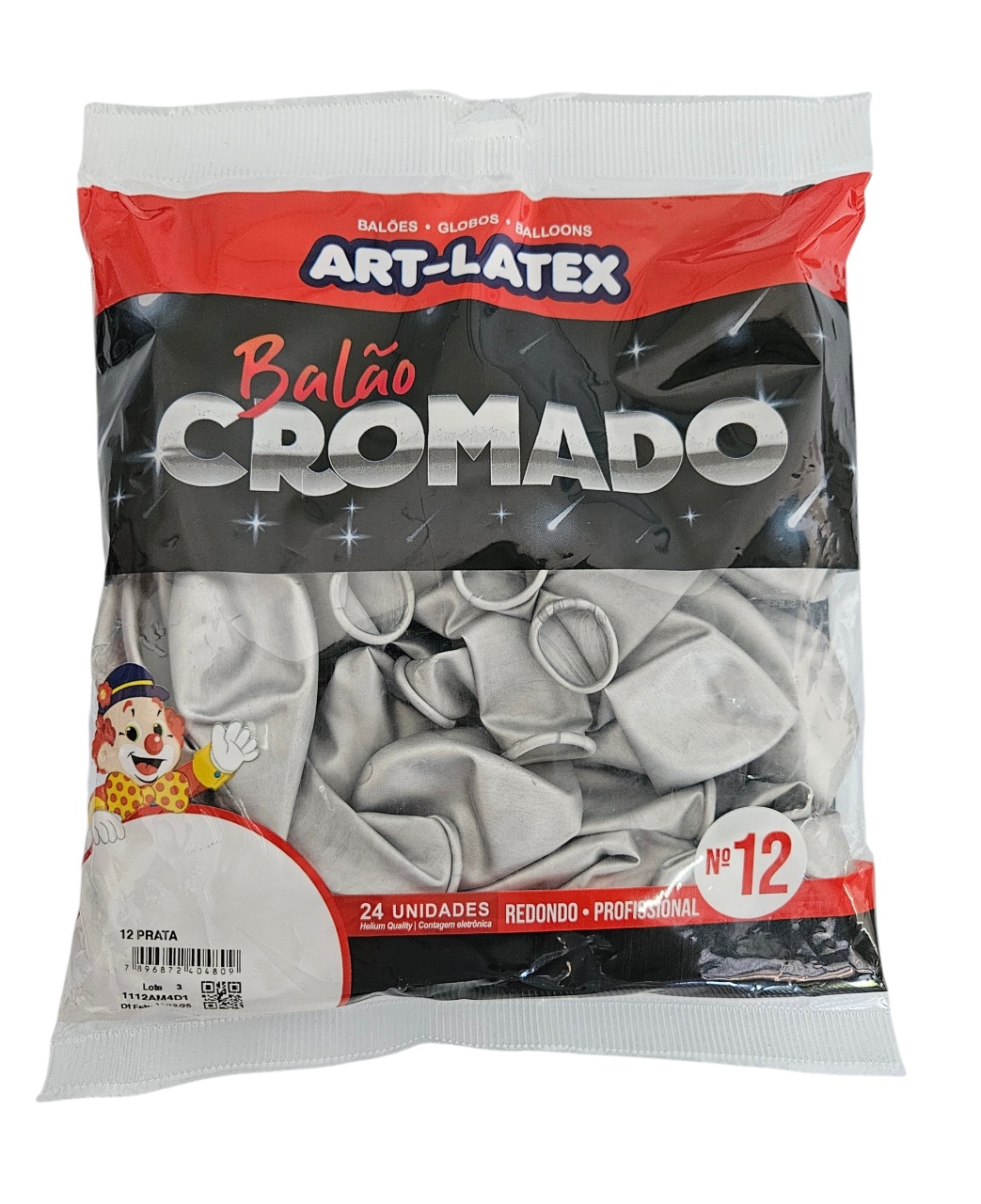 Balão Art-Latex 12" - Prata Cromado Com 24 Unidades - DecorFest