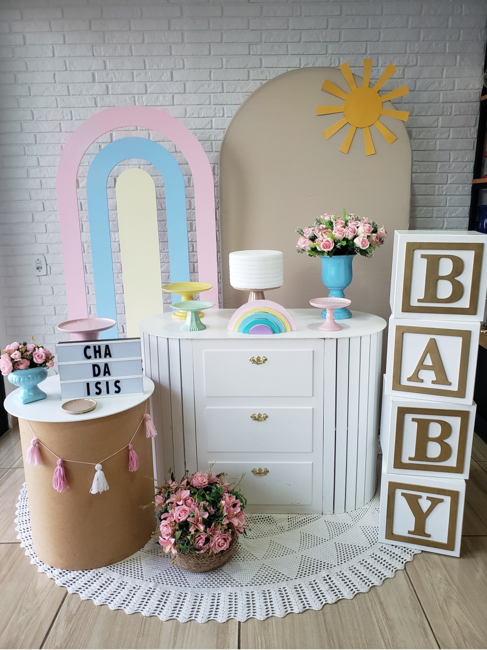 Kit Chá de Bebê - Menina Arco Iris - DecorFest