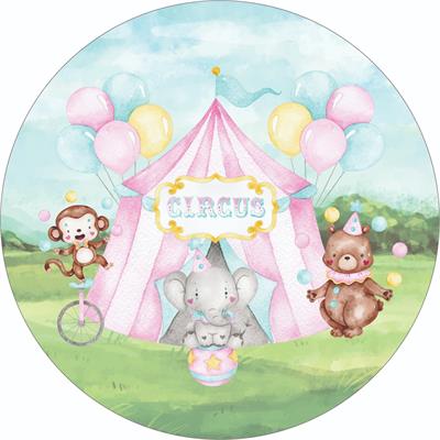 Painel Redondo Circo Rosa - DecorFest