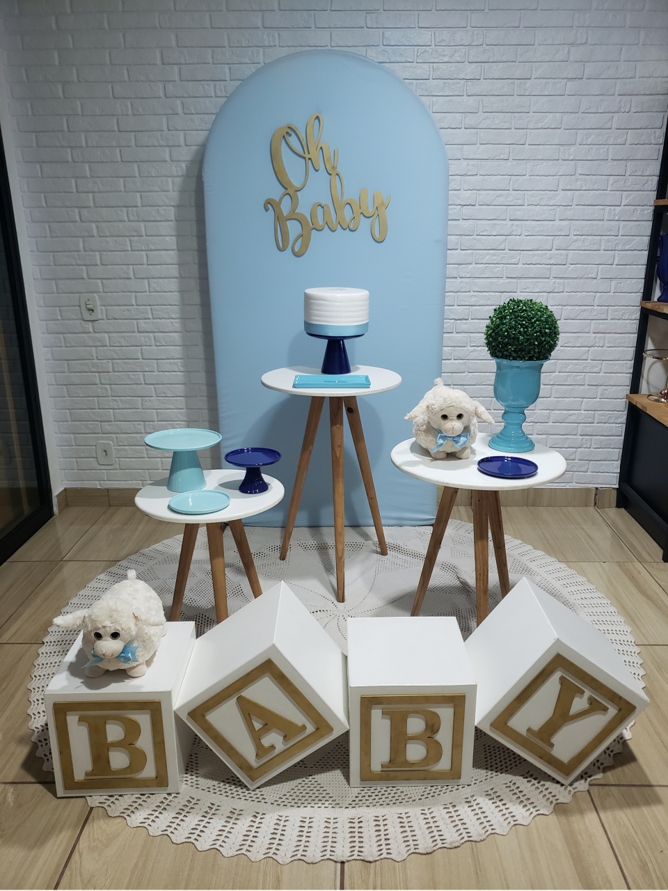 Kit Chá de Bebê - Azul Candy E Azul Marinho Com Ovelha - DecorFest