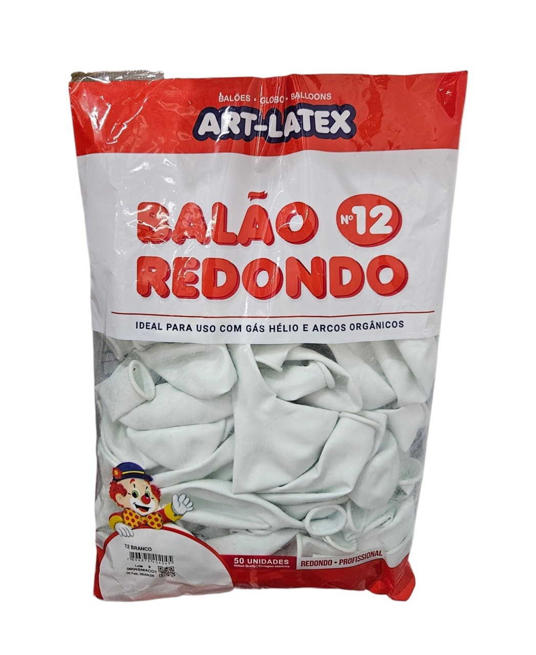 Balão Art-Latex 12" - Branco Com 50 Unidades - DecorFest