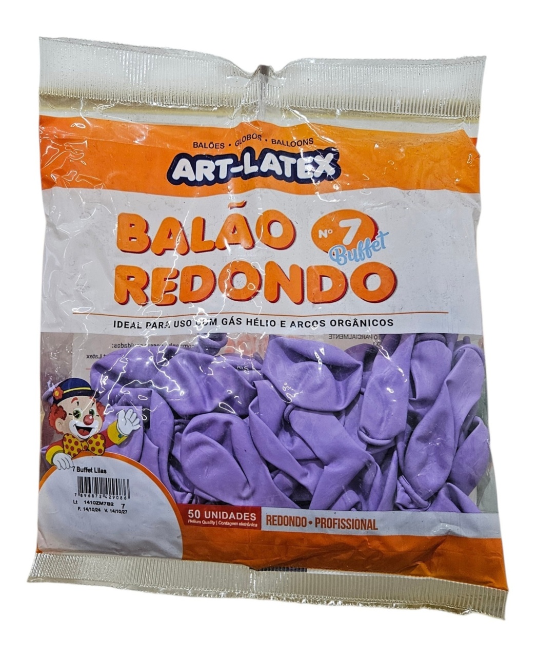 Balão Art-Latex 7" - Lilás Com 50 Unidades - DecorFest