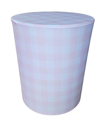Capa de Mesa Cilindro P - Xadrez Rosa - Cereja - DecorFest