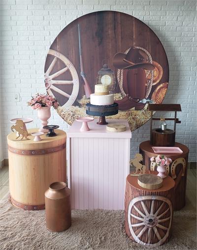 Kit Festa Facil M - Country Rosa - DecorFest