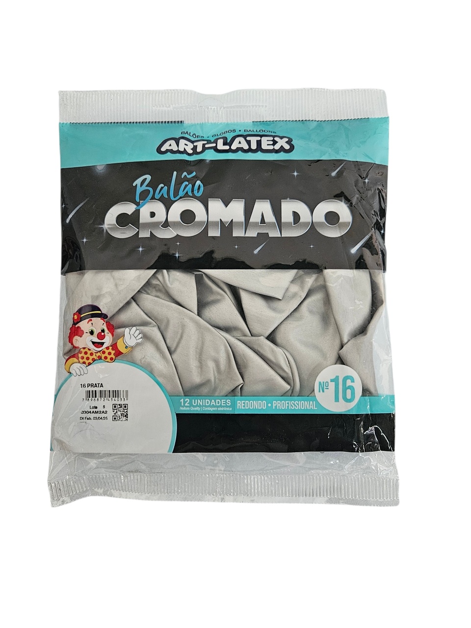 Balão Art-Latex 16" - Prata Cromado Com 12 Unidades - DecorFest
